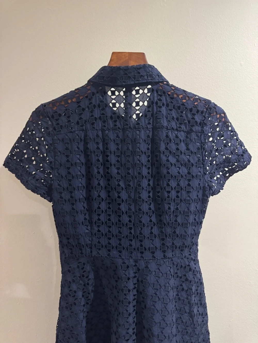 Ann Taylor Navy Eyelet Fit-and-Flare Dress - Picture 5 of 11
